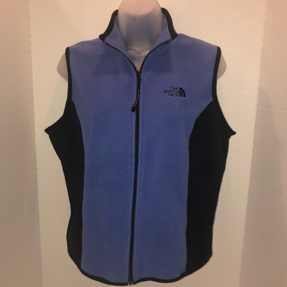NORTH FACE FLEECE STRETCH VEST SZ XL BLUE AND BLK